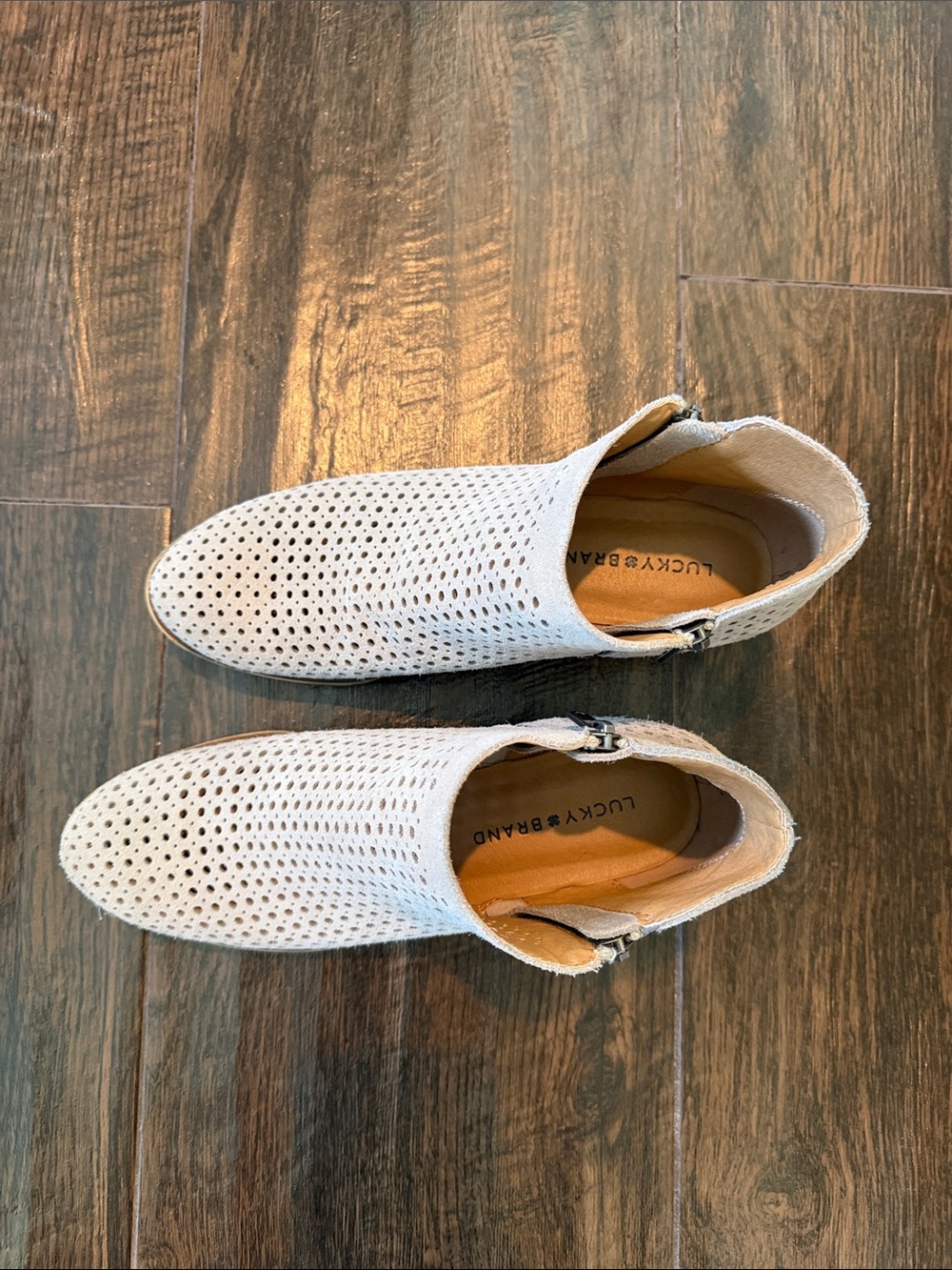 Lucky Brand Women's White Perforated Ankle Booties